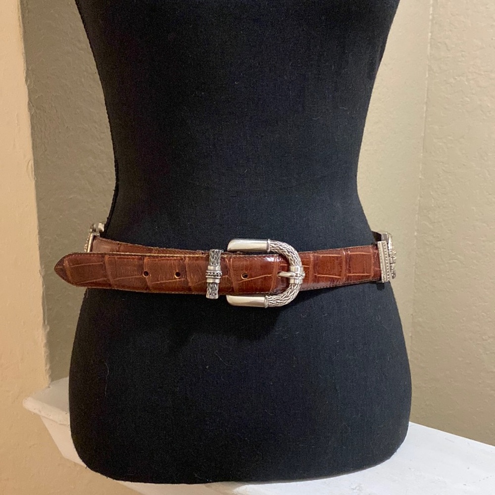 Vintage ENMON Croc Embossed Genuine Leather Belt, L